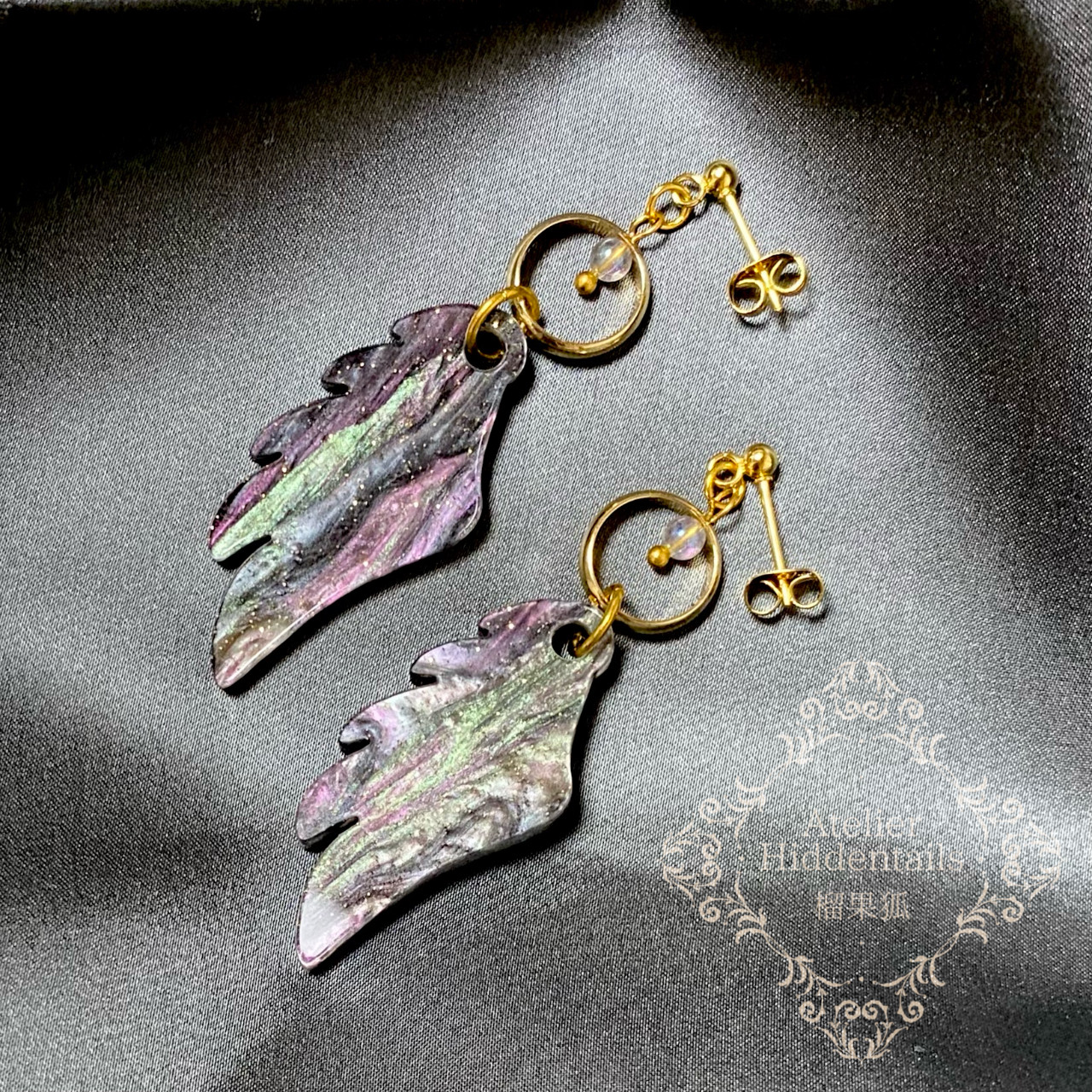 狐面シリーズアクセサリー 藤ノ花（紫） 狐面シリーズ・ピアス 藤ノ花